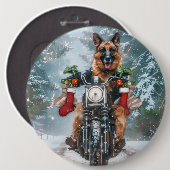 Badge Rond 15,2 Cm Chien berger allemand équitation moto Noël (Devant & derrière)