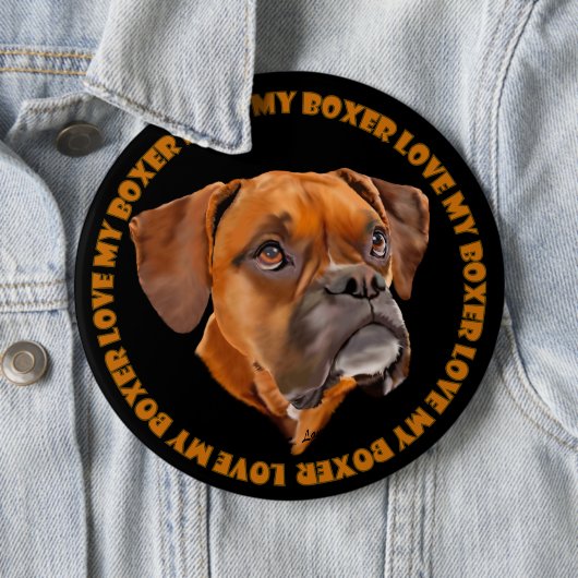 Badge Rond 15,2 Cm Chien Boxer (En situation)