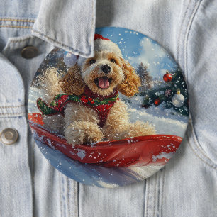 Badge Rond 15,2 Cm Chien Cocker Spaniel en Luge Laissez Tomber la Nei