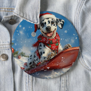 Badge Rond 15,2 Cm Chien dalmate dans la corniche laissez-le neiger N
