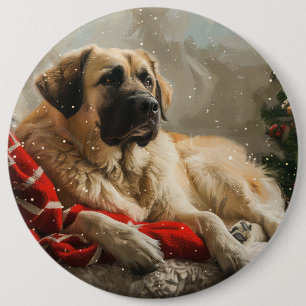 Badge Rond 15,2 Cm Chien de berger d'Anatolie Fête de Noël