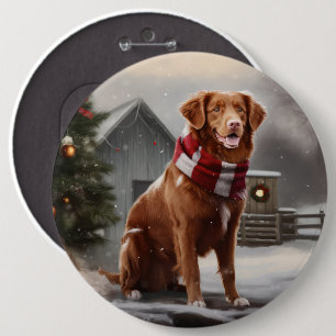 Badge Rond 15,2 Cm Chien de canard de la Nouvelle-Écosse en Noël de n