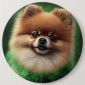 Badge Rond 15,2 Cm Chien de Poméranie en tenue de jour St. Patrick (Devant)