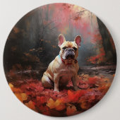 Badge Rond 15,2 Cm Chien de taureau français en automne Leaves automn (Devant)