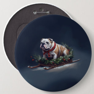 Badge Rond 15,2 Cm Chien de taureau neige hiver