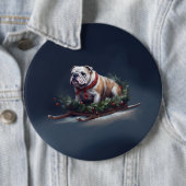 Badge Rond 15,2 Cm Chien de taureau neige hiver (En situation)