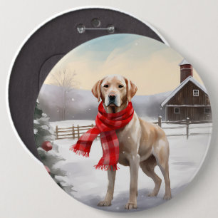 Badge Rond 15,2 Cm Chien du Labrador à Noël de neige