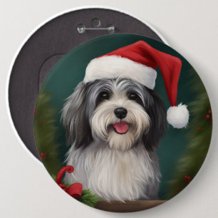 Badge Rond 15,2 Cm Chien Havanais dans la neige de Noël