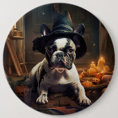 Badge Rond 15,2 Cm Chien-taureau Citrouille Halloween effrayant (Devant)