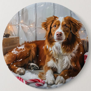 Badge Rond 15,2 Cm Chien Toller de Nouvelle-Écosse Fête de Noël