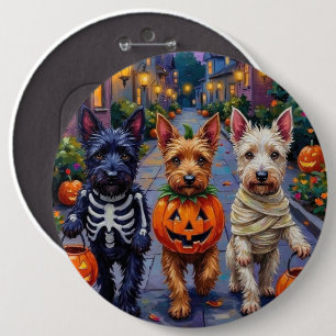 Badge Rond 15,2 Cm Chiens Terrier Écossais en costumes d'Halloween