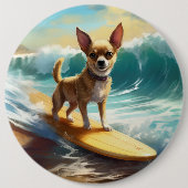 Badge Rond 15,2 Cm Chihuahua Beach Surf Peinture (Devant)