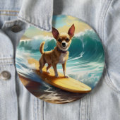 Badge Rond 15,2 Cm Chihuahua Beach Surf Peinture (En situation)