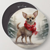 Badge Rond 15,2 Cm Chihuahua Chien dans Noël de neige (Devant & derrière)