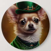 Badge Rond 15,2 Cm Chihuahua Chien en robe de la Saint Patrick (Devant)