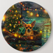 Badge Rond 15,2 Cm Chihuahua Noël Festive Voyage (Devant)