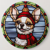 Badge Rond 15,2 Cm Chihuahua Vitrages de Noël (Devant)