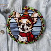Badge Rond 15,2 Cm Chihuahua Vitrages de Noël (En situation)