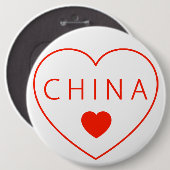 Badge Rond 15,2 Cm Chine du coeur heureux (Devant & derrière)