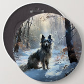 Badge Rond 15,2 Cm Chinois Crested Laisser Il Neige Noël (Devant & derrière)