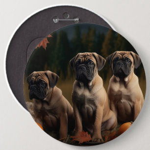 Badge Rond 15,2 Cm Chiots Bullmastiff Délice d'Automne Citrouille