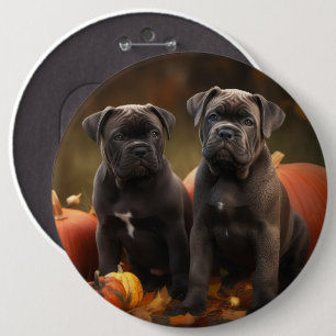 Badge Rond 15,2 Cm Chiots Cane Corso Délice d'Automne Citrouille