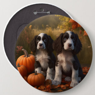 Badge Rond 15,2 Cm Chiots Springer Spaniel Délice d'Automne Citrouill