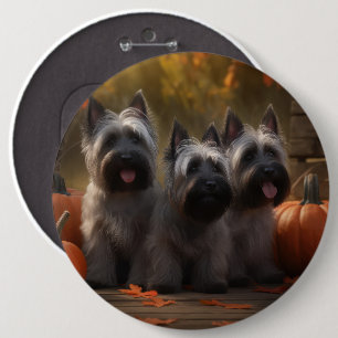 Badge Rond 15,2 Cm Chiots Terrier Skye Automne Délice Citrouille