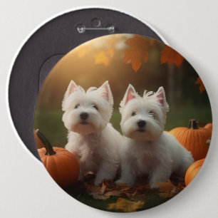Badge Rond 15,2 Cm Chiots Terrier West Highland White Pumpkin d'Autom
