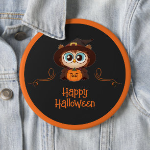 Badge Rond 15,2 Cm Chouette/Automne/Automne/Halloween/citrouille