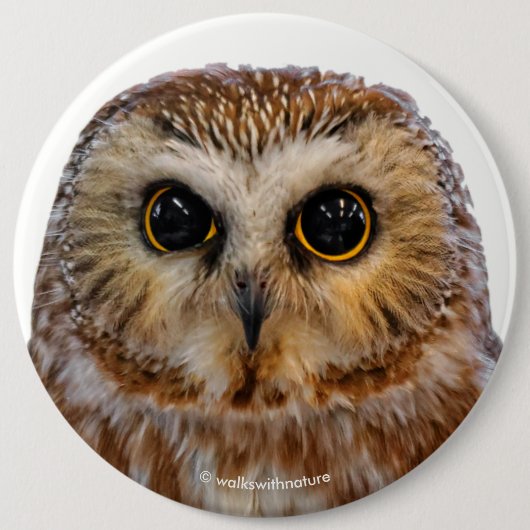 Badge Rond 15,2 Cm Chouette blanche à mâchoire noire (Devant)