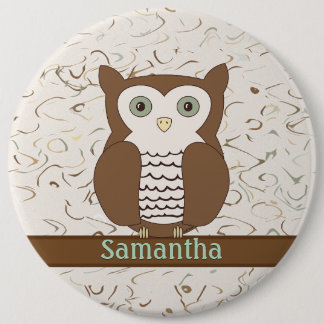 Badge Rond 15,2 Cm Chouette Brown mignonne