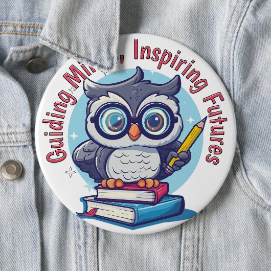 Badge Rond 15,2 Cm Chouette Sage, Esprits Guidisants, Avenir Inspiran (En situation)