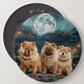 Badge Rond 15,2 Cm Chow Chow Halloween Éffrayant (Devant & derrière)