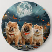 Badge Rond 15,2 Cm Chow Chow Halloween Éffrayant (Devant)