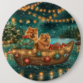Badge Rond 15,2 Cm Chow Chow Noël Festive Voyage (Devant)
