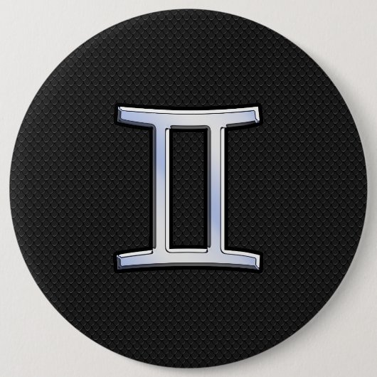 Badge Rond 15,2 Cm Chrome comme Gemini signe Zodiac (Devant)