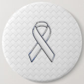 Badge Rond 15,2 Cm Chrome White Ribbon Sensibilisation sur les Checke (Devant)