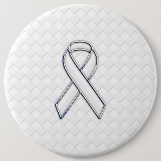 Badge Rond 15,2 Cm Chrome White Ribbon Sensibilisation sur les Checke (Devant)
