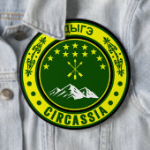 Badge Rond 15,2 Cm Circassien, Drapeau adiga, Adygea, Drapeau Circass (En situation)