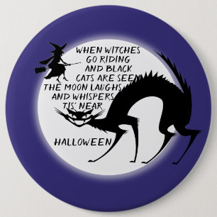 Badge Rond 15,2 Cm Citation de chats et sorcières noirs