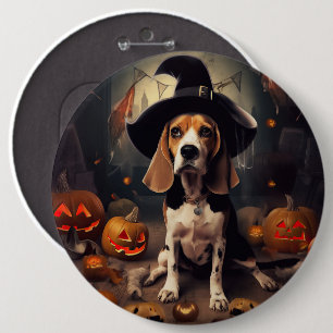 Badge Rond 15,2 Cm Citrouilles Beagle Halloween Épouvantables