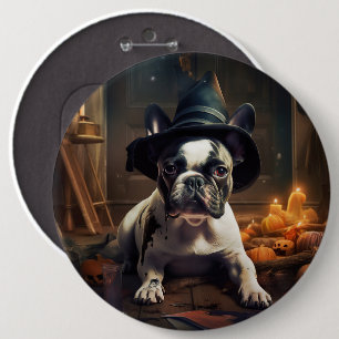 Badge Rond 15,2 Cm Citrouilles d'Halloween effrayantes de Bouledogue