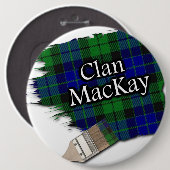 Badge Rond 15,2 Cm Clan MacKay Pinceau Tartan (Devant & derrière)