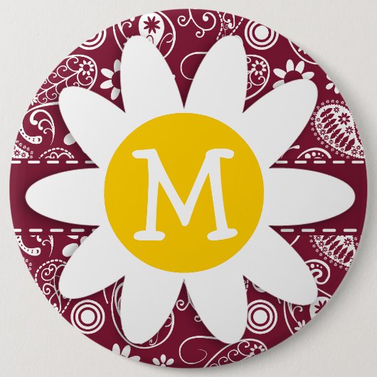 Badge Rond 15,2 Cm Claret Paisley; Floral; Maisy (Devant)