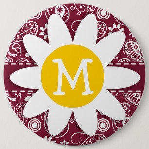 Badge Rond 15,2 Cm Claret Paisley; Floral; Maisy