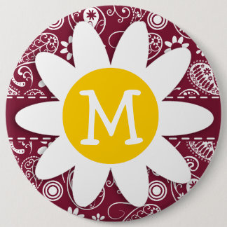 Badge Rond 15,2 Cm Claret Paisley; Floral; Maisy