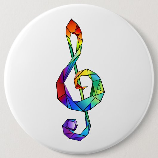 Badge Rond 15,2 Cm Clé de musique arc-en-ciel (Devant)