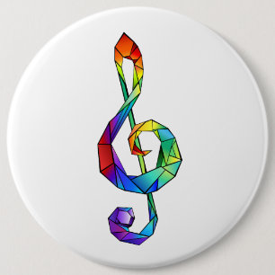Badge Rond 15,2 Cm Clé de musique arc-en-ciel