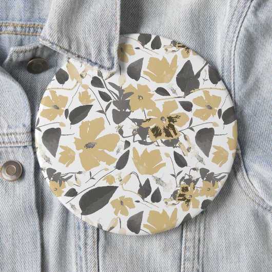 Badge Rond 15,2 Cm Clematis Aquarelle gris jaune Floral (En situation)